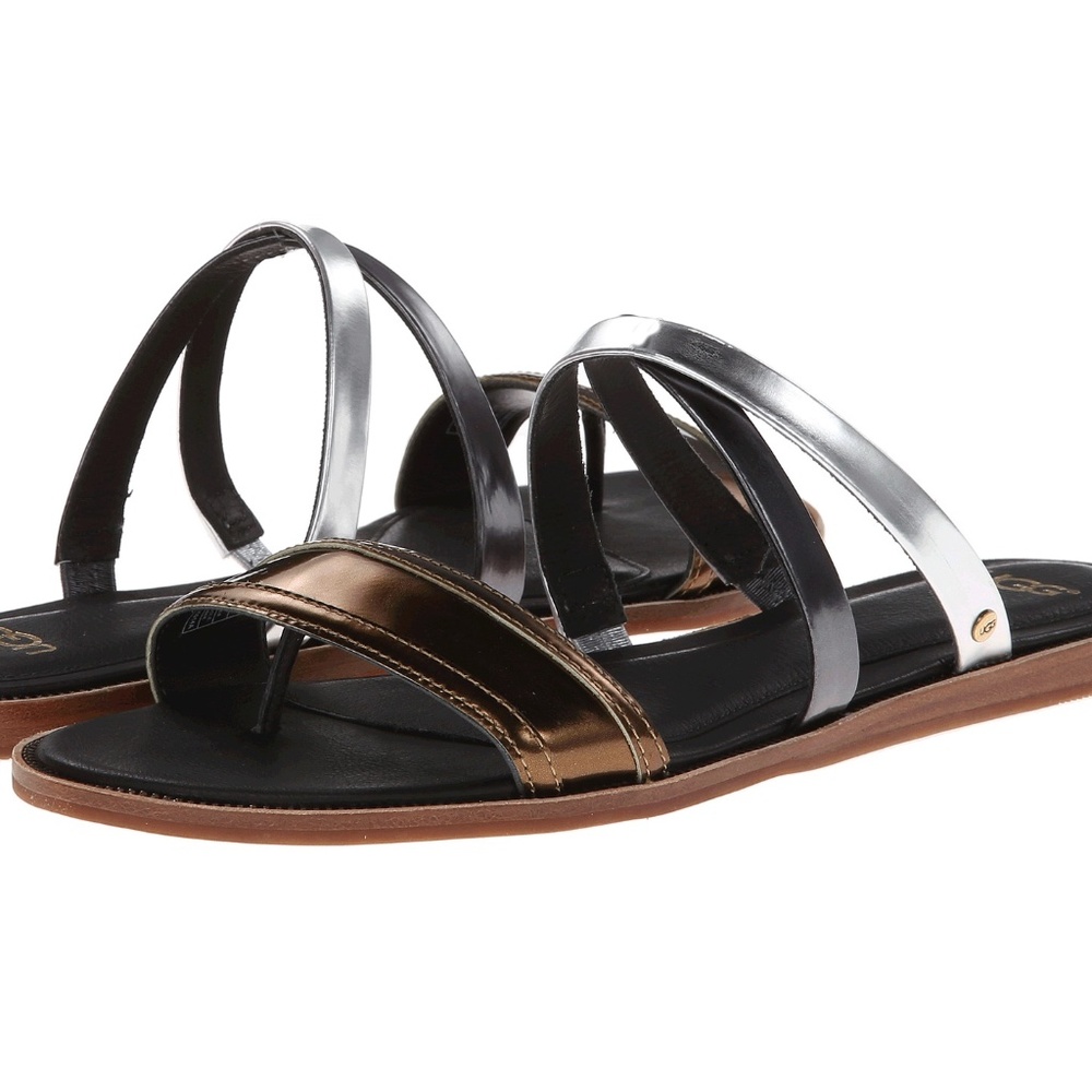 Ugg Francois Metallic Leather Sandal, 9.5B, NIB